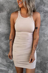 Minivestido fruncido sin mangas